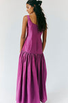 Drop Waist Purple Midi Dress