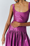 Drop Waist Purple Midi Dress